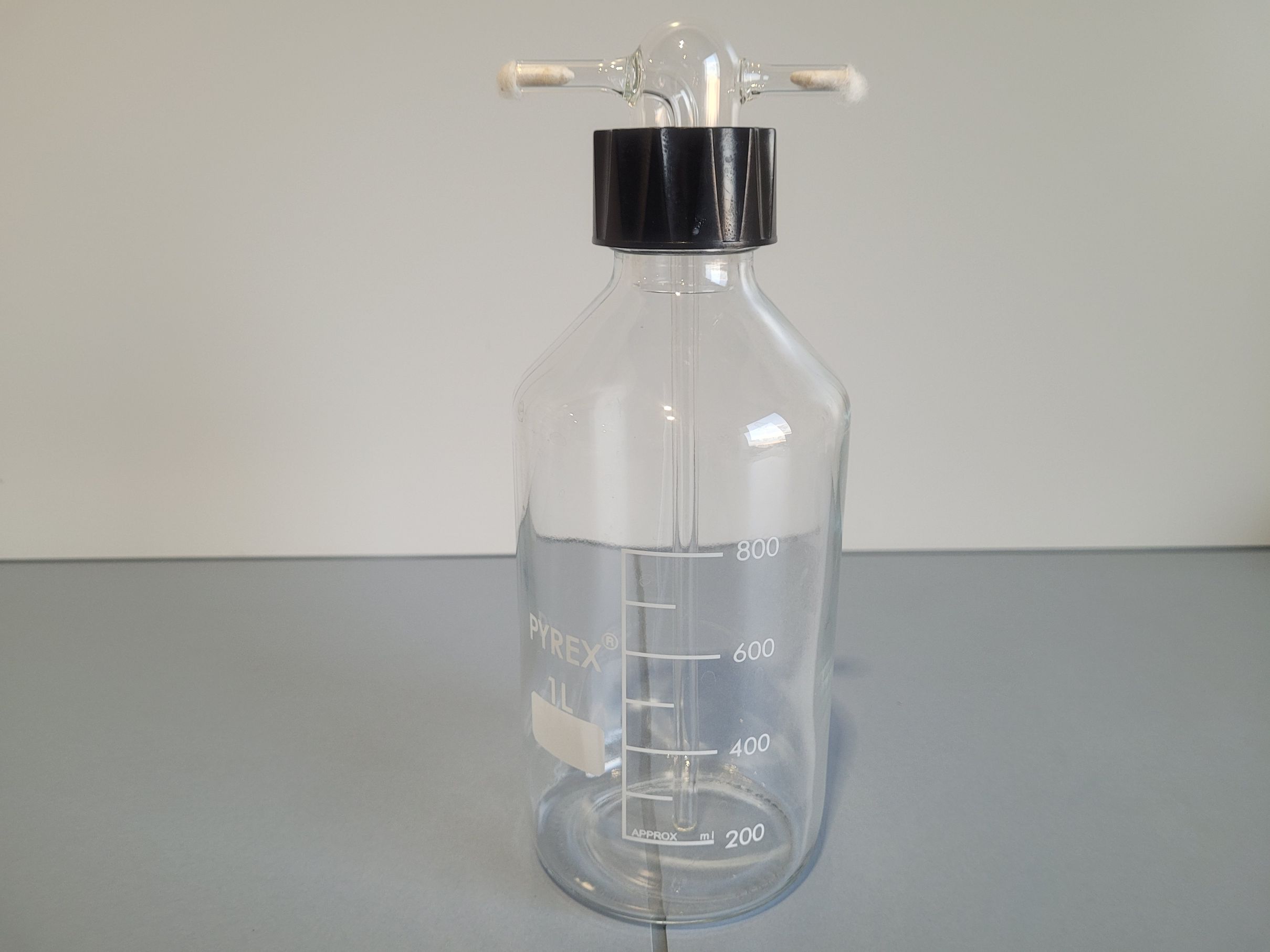 Gas washing bottle with screw cap, graduated, 1.000 ml - Quantity: 6