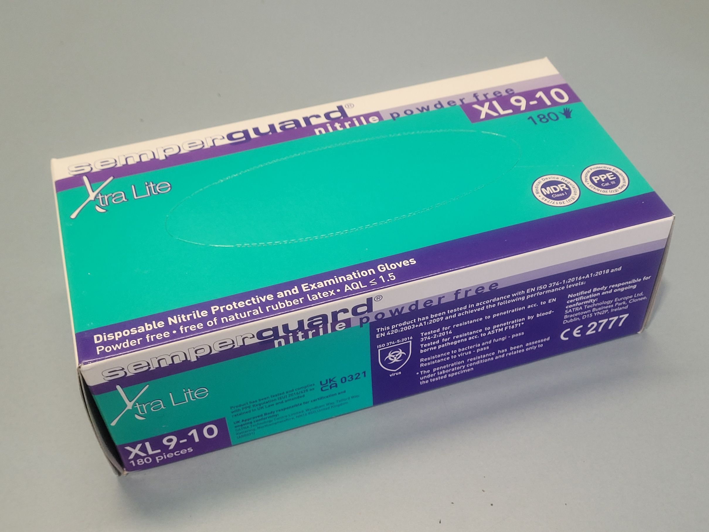 Box of 180 gloves size XL 9-10 nitrile Semperguard Xtra Lite