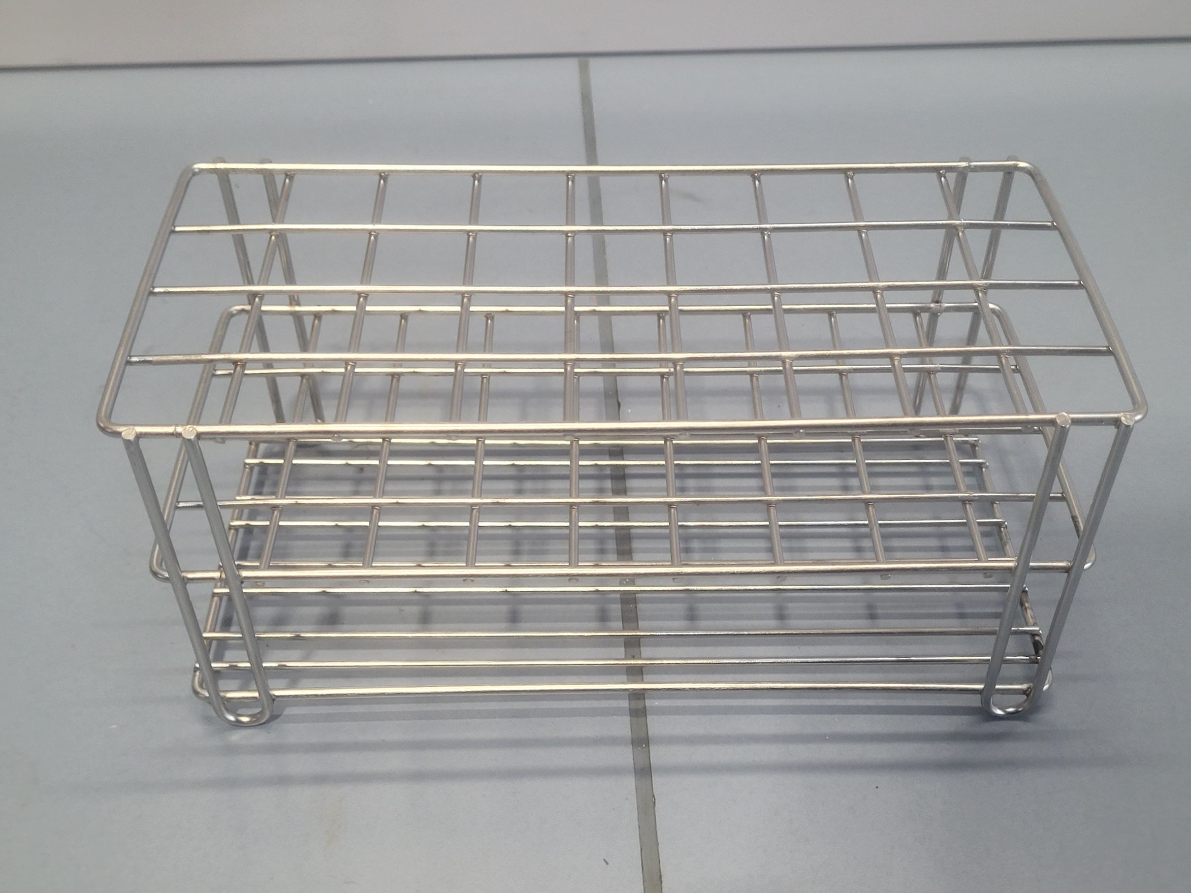 rack of 36 stainless steel test tubes D20/21mm