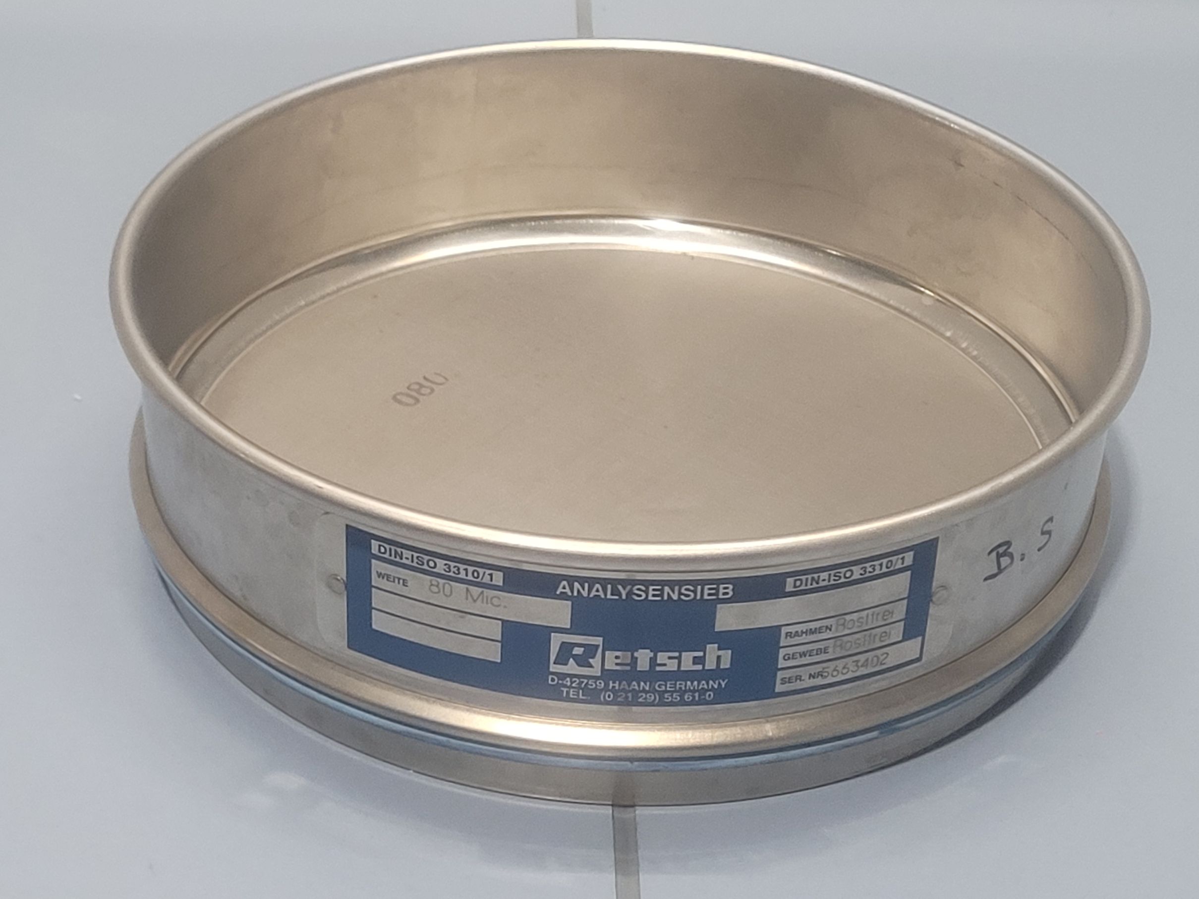 RETSCH Stainless Steel Test Sieve 200x50mm - 80 µm