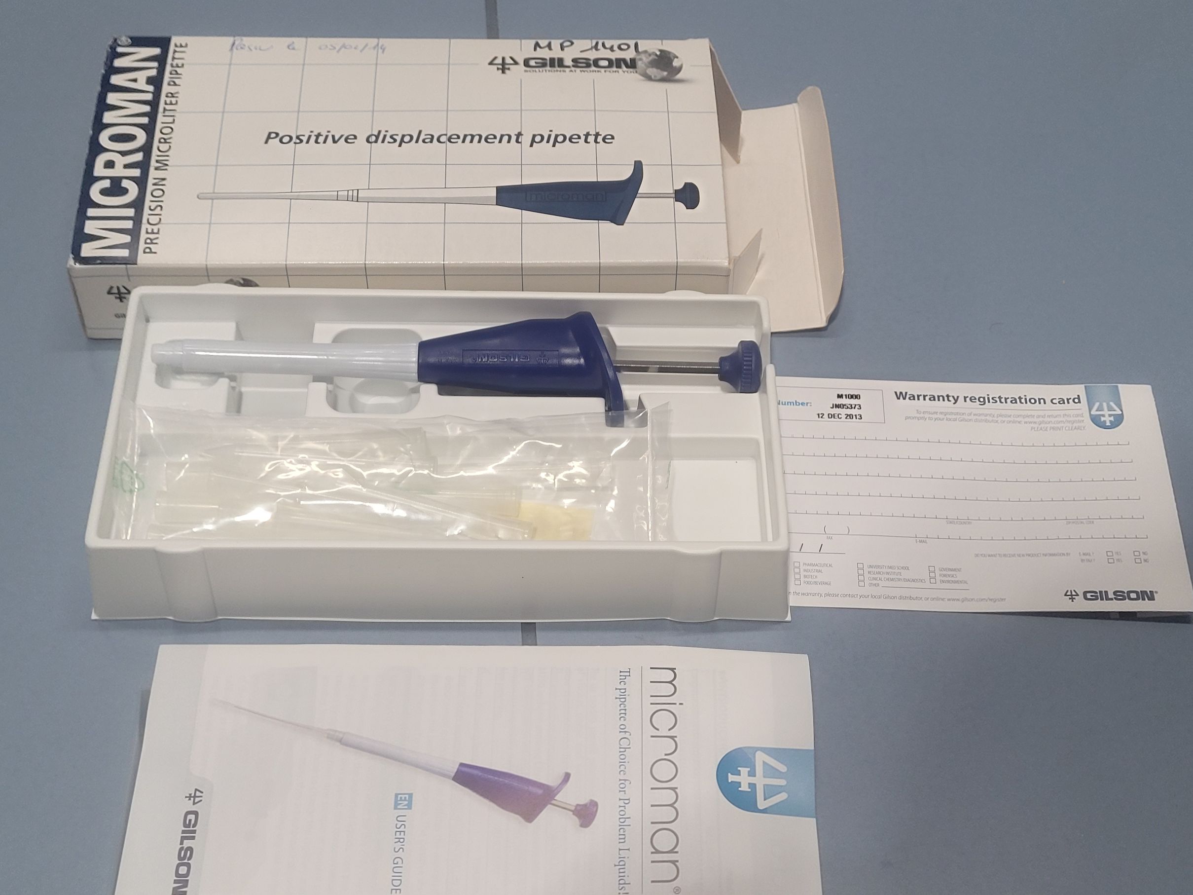 Gilson Microman M1000 Positive Displacement Pipette 100 to 1000 μL