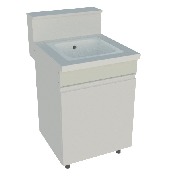 Stoneware laboratory bench with sink 750 x 900mm + 150mm splashback