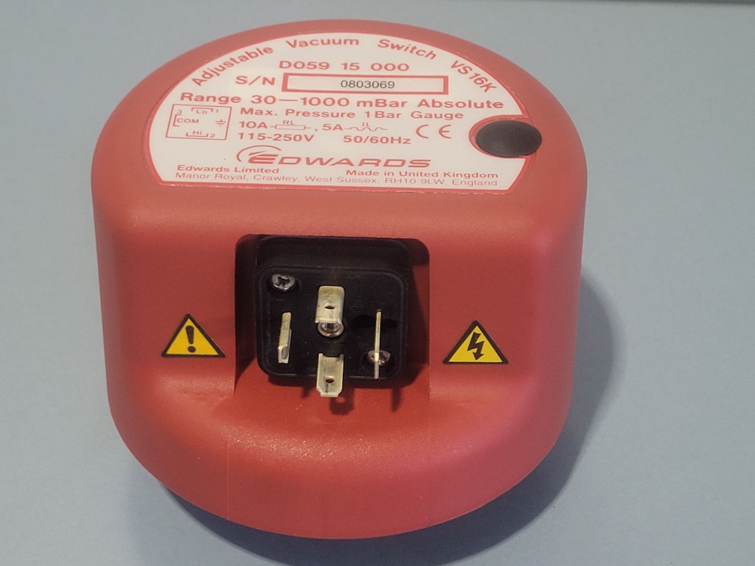EDWARDS VS16K D059 15 000 Adjustable Vacuum Switch - Range 30-1000 mBar